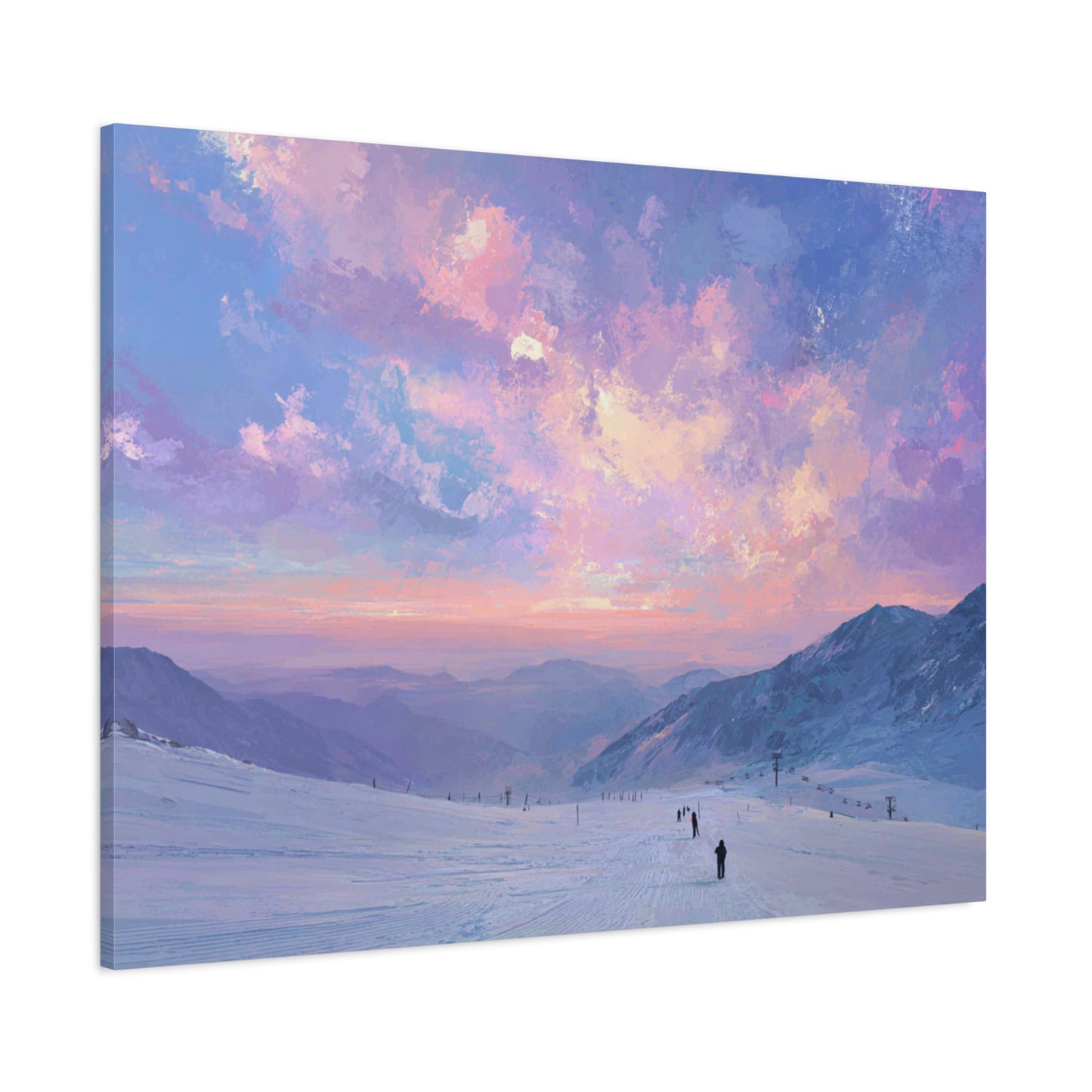 Canvas Art - Skiing Last Run of the Day Landscape