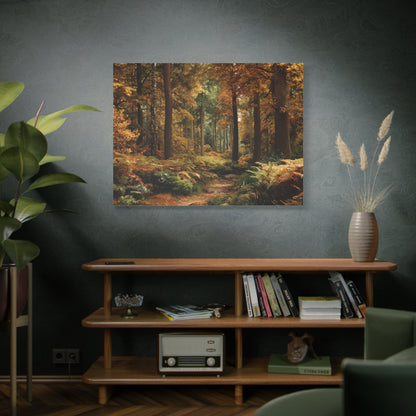 Autumn Forest Path Matte Canvas Wall Art — Stretched 1.25"