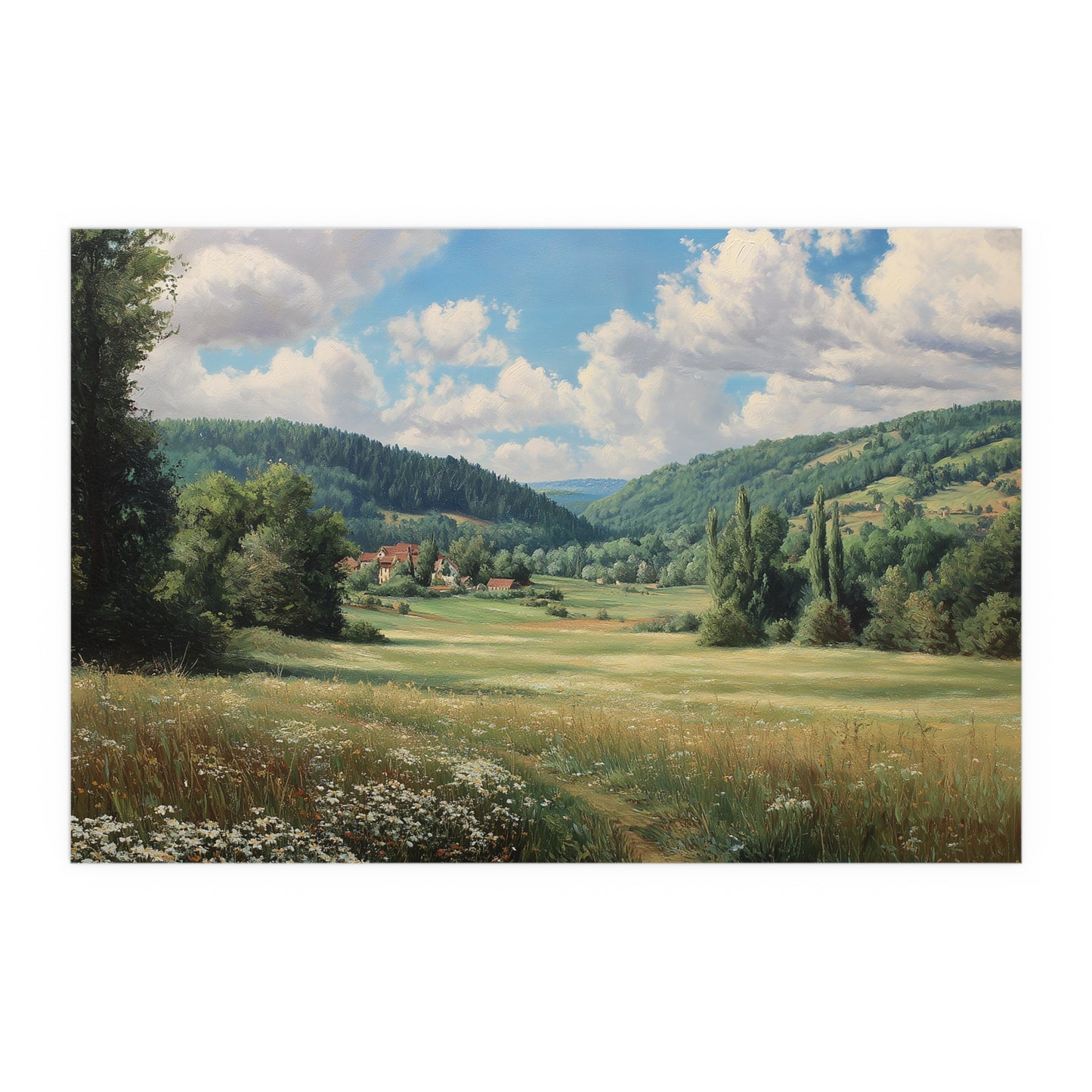 French Countryside Meadow — Silk Paper Print