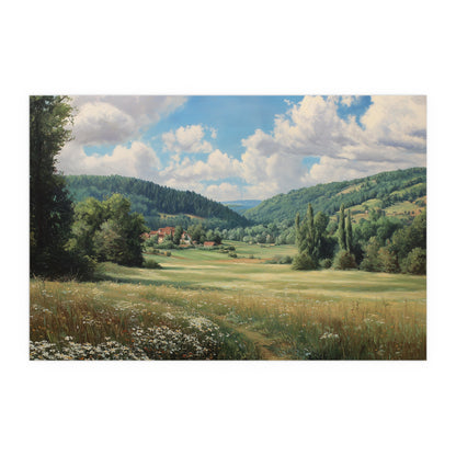 French Countryside Meadow — Silk Paper Print