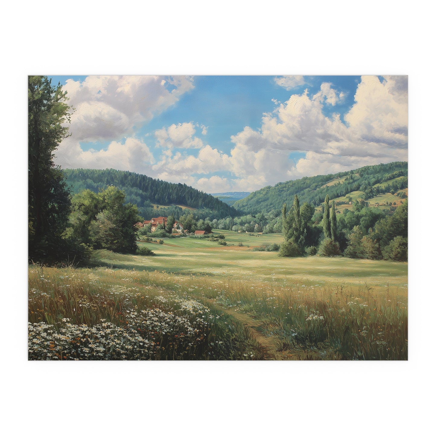French Countryside Meadow — Silk Paper Print