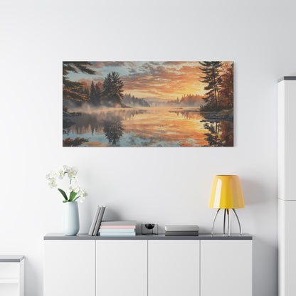Autumn Lakeside Sunrise Canvas — Matte Stretched Wall Art