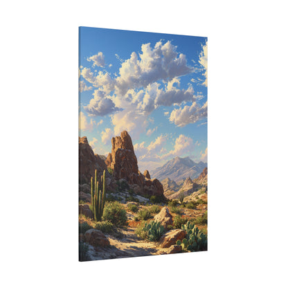 Desert Sunrise Landscape Vertical Canvas Print — Serene Southwest Wall Art