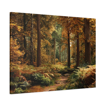 Autumn Forest Path Matte Canvas Wall Art — Stretched 1.25"