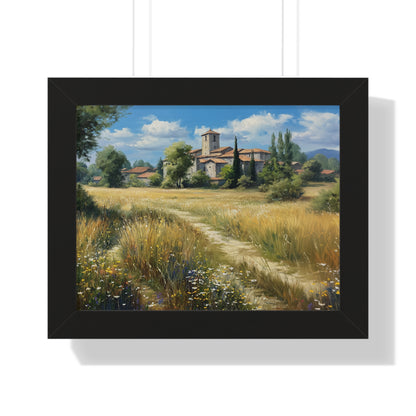 Rustic Countryside Landscape Wall Art - Framed Print for Farmhouse & Living Room