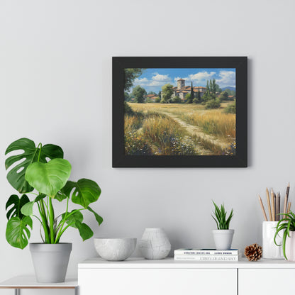 Rustic Countryside Landscape Wall Art - Framed Print for Farmhouse & Living Room