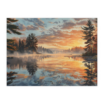 Autumn Lakeside Sunrise - Silk Paper Print