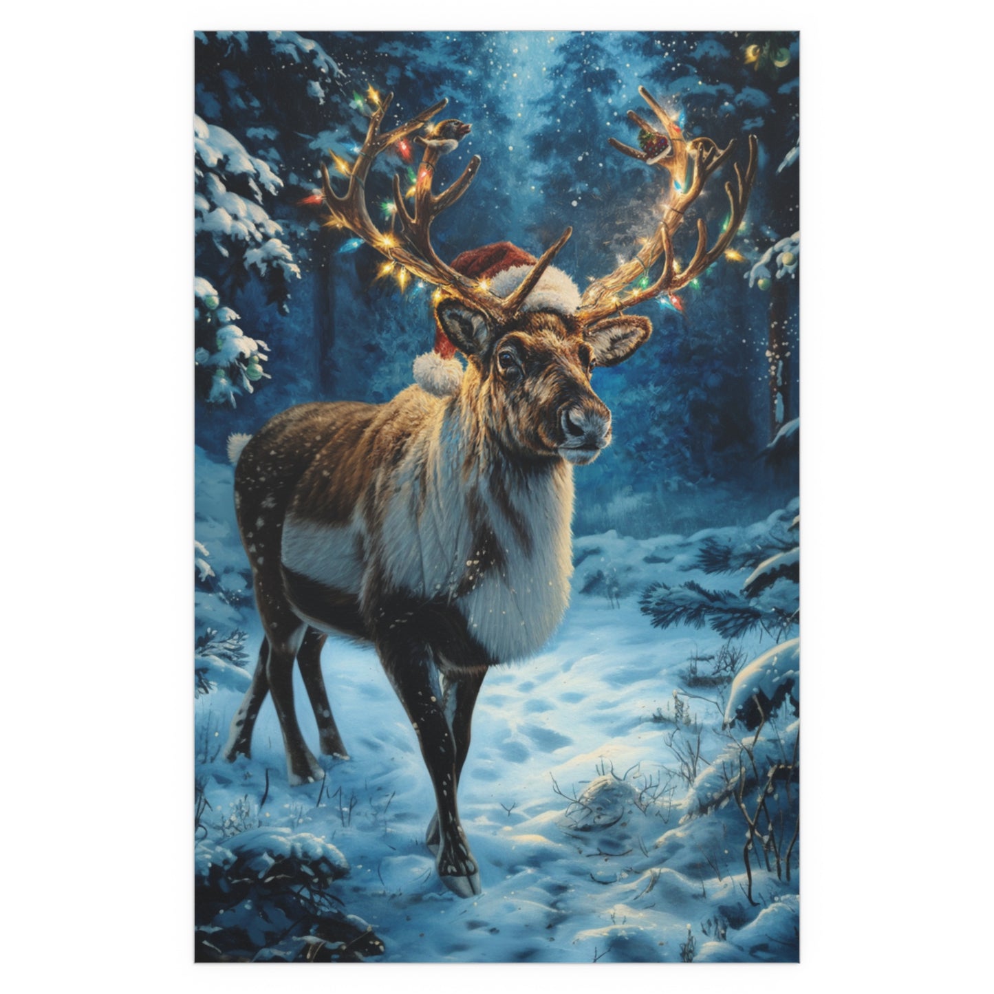 Whimsical Reindeer Silk Paper Print — Indoor/Outdoor Holiday Wall Art