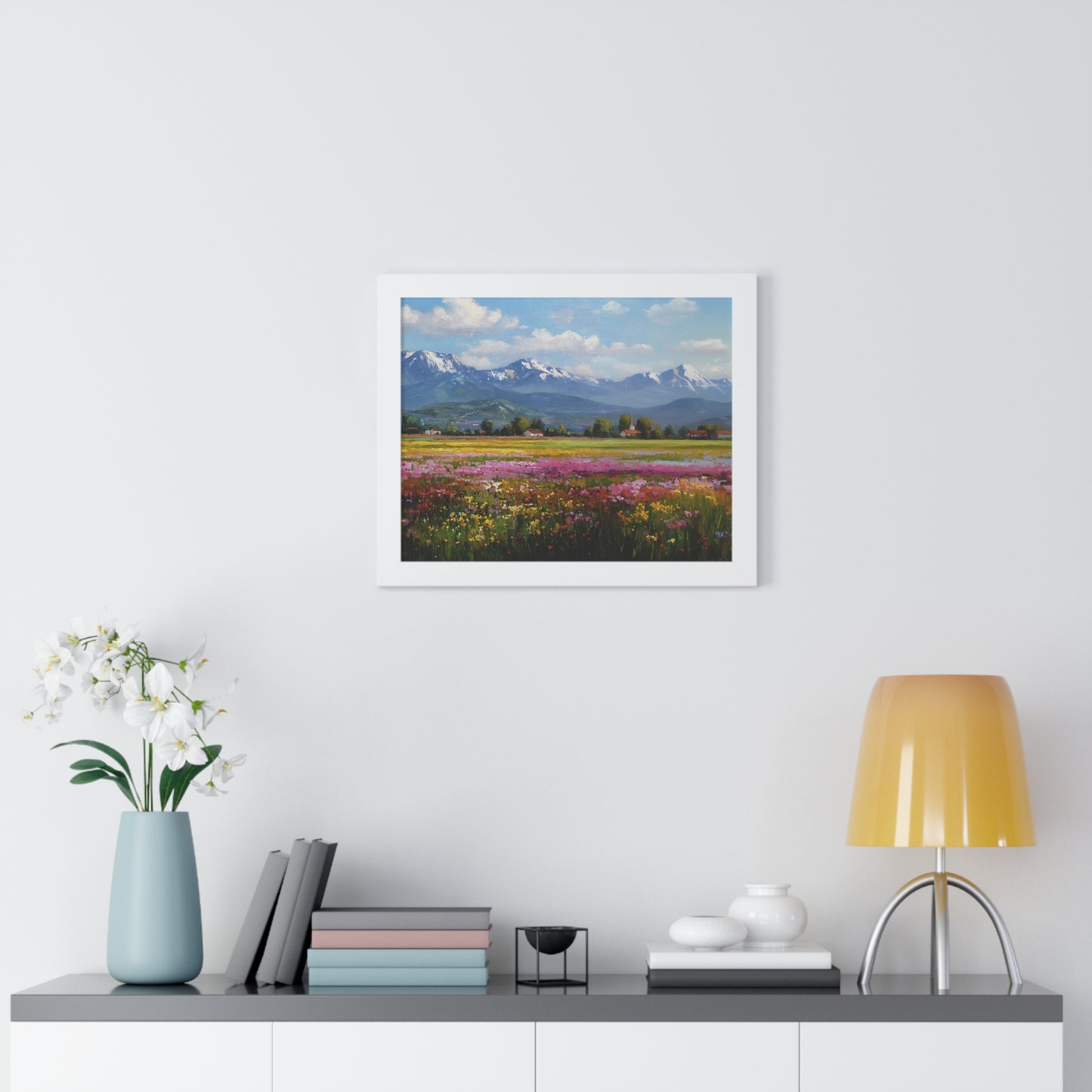 Framed Landscape Print — French Mountain Meadow Wall Art