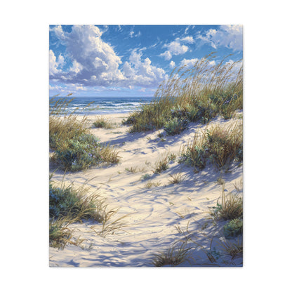 Coastal Dune Beach Vertical Canvas Print — Serene Seaside Wall Art