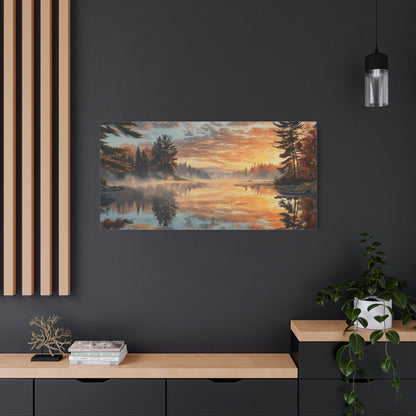 Autumn Lakeside Sunrise Canvas — Matte Stretched Wall Art