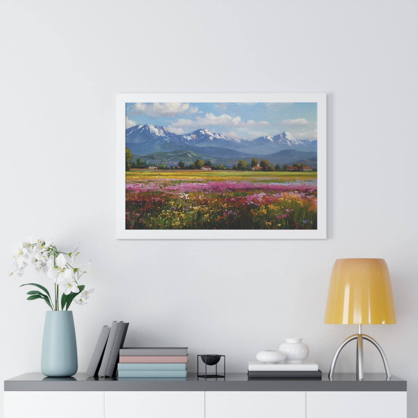 Framed Landscape Print — French Mountain Meadow Wall Art