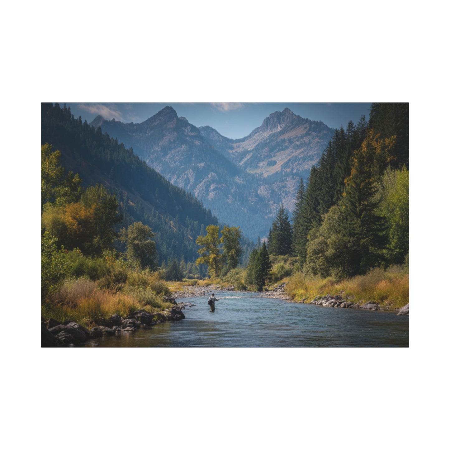 Canvas Art - Mountain Stream Fly Fishing