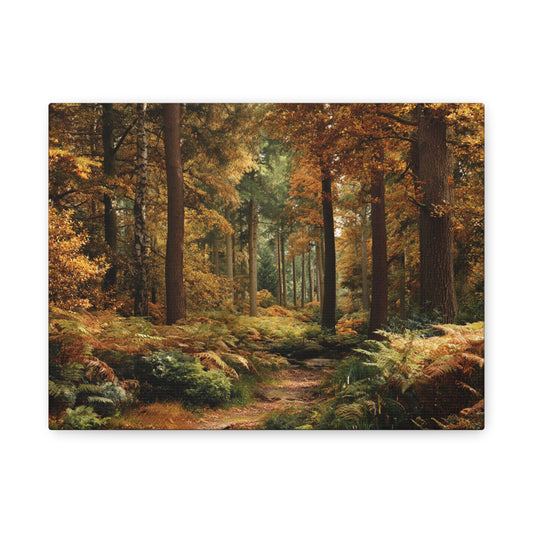Autumn Forest Path Matte Canvas Wall Art — Stretched 1.25"