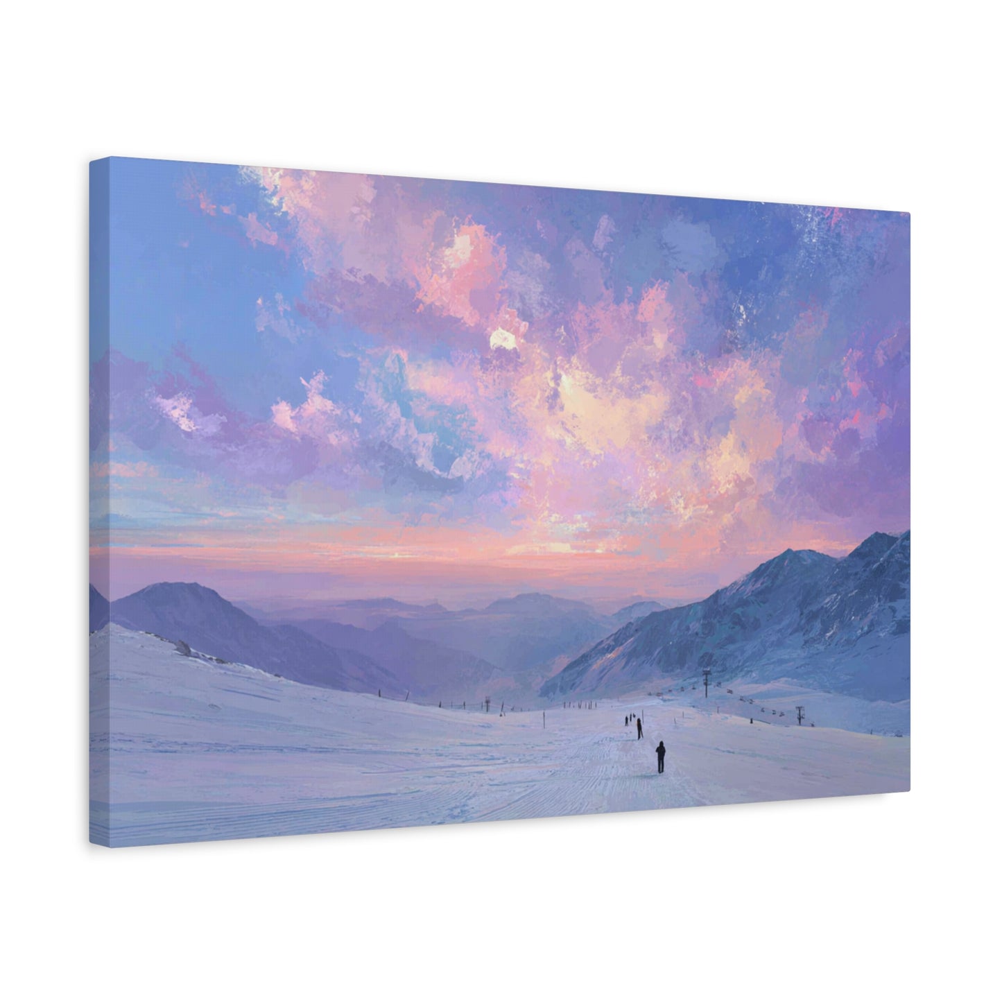 Canvas Art - Skiing Last Run of the Day Landscape
