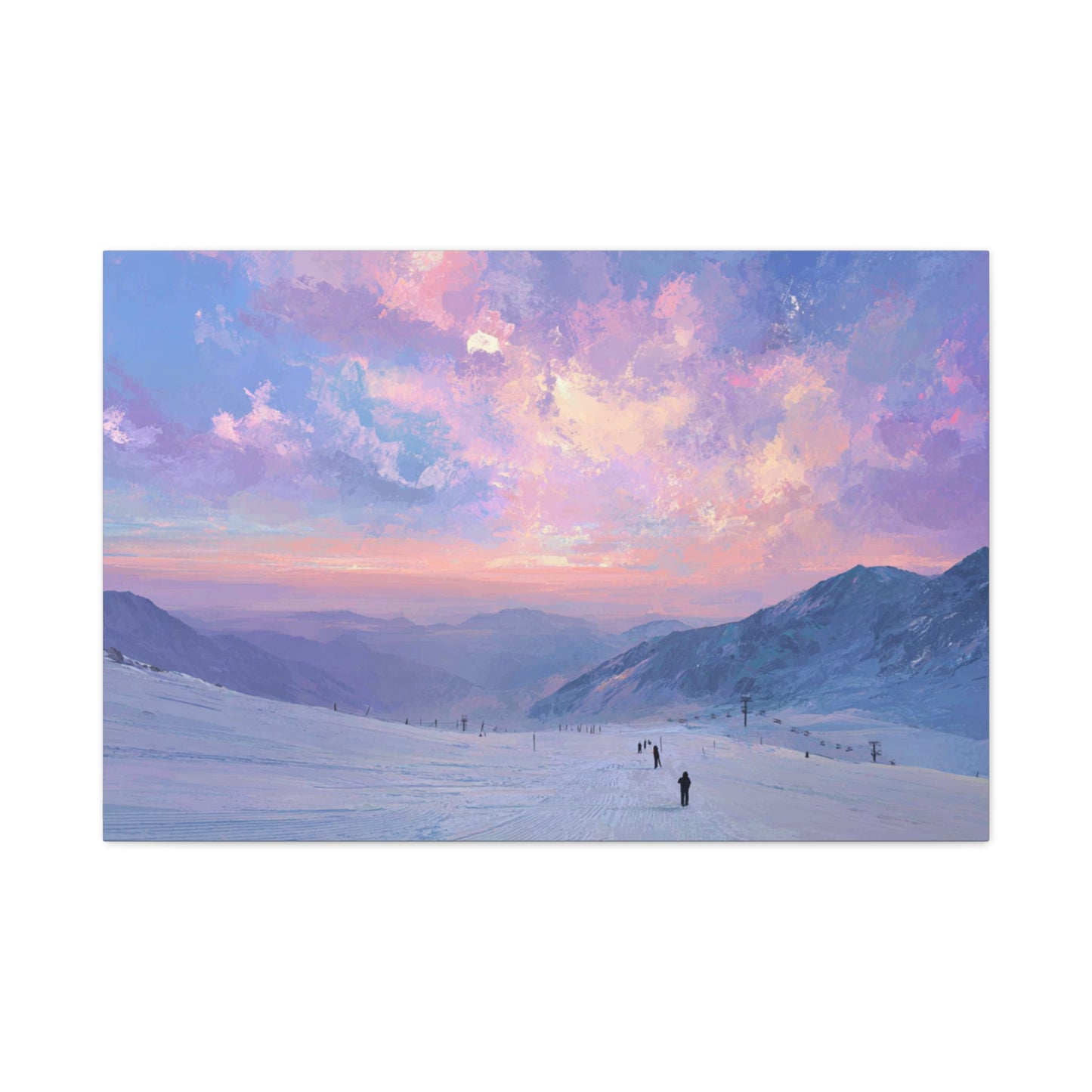 Canvas Art - Skiing Last Run of the Day Landscape