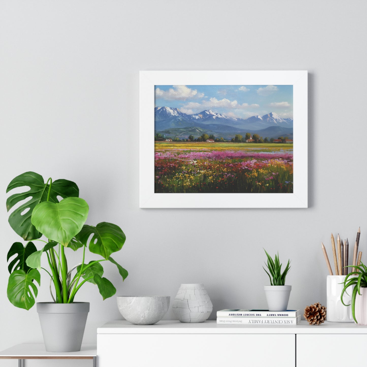 Framed Landscape Print — French Mountain Meadow Wall Art