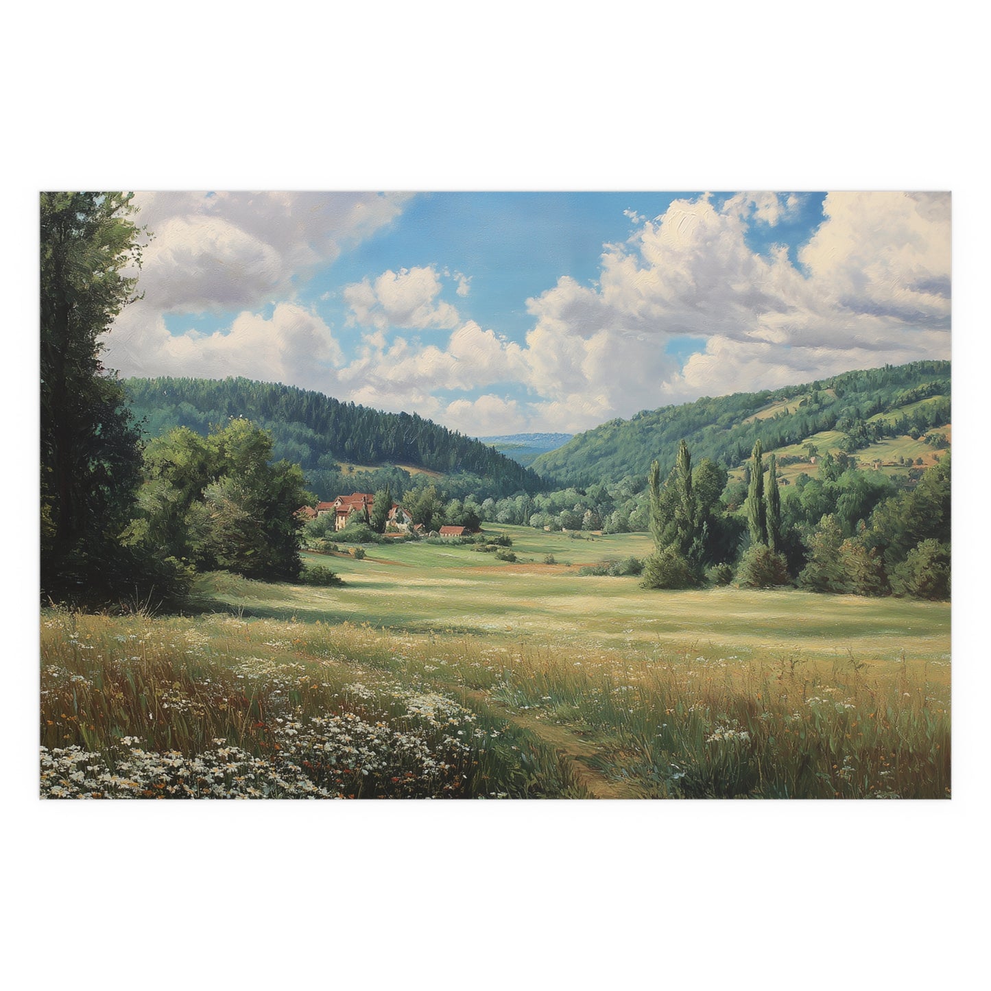 French Countryside Meadow — Silk Paper Print