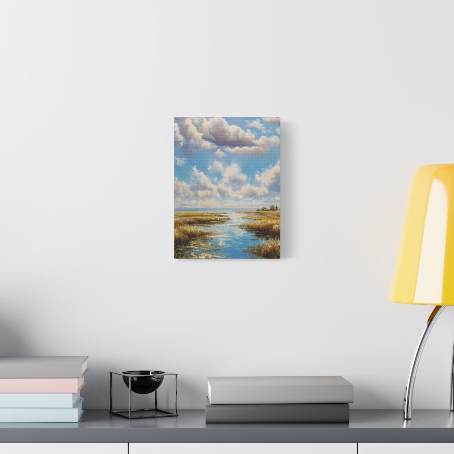 Coastal Marsh Landscape Canvas Print — Serene Vertical Seascape Wall Art