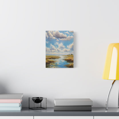 Coastal Marsh Landscape Canvas Print — Serene Vertical Seascape Wall Art