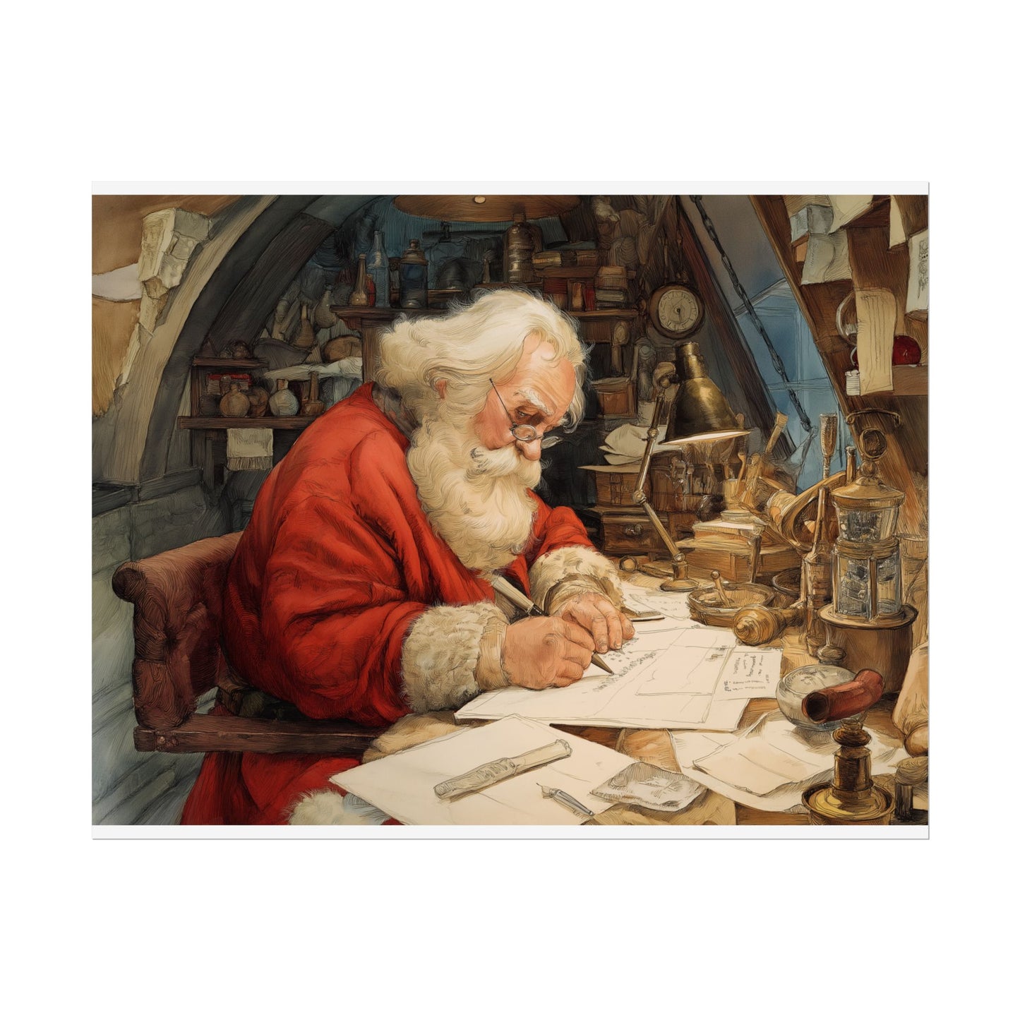 Rolled Poster - Santa Workshop Whimsical Holiday Decor