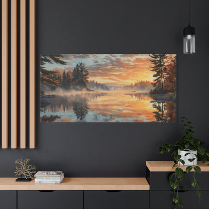 Autumn Lakeside Sunrise Canvas — Matte Stretched Wall Art