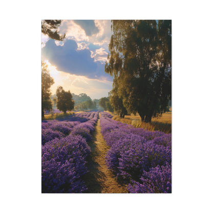 Lavender Field Vertical Canvas Print — Serene Floral Landscape Wall Art