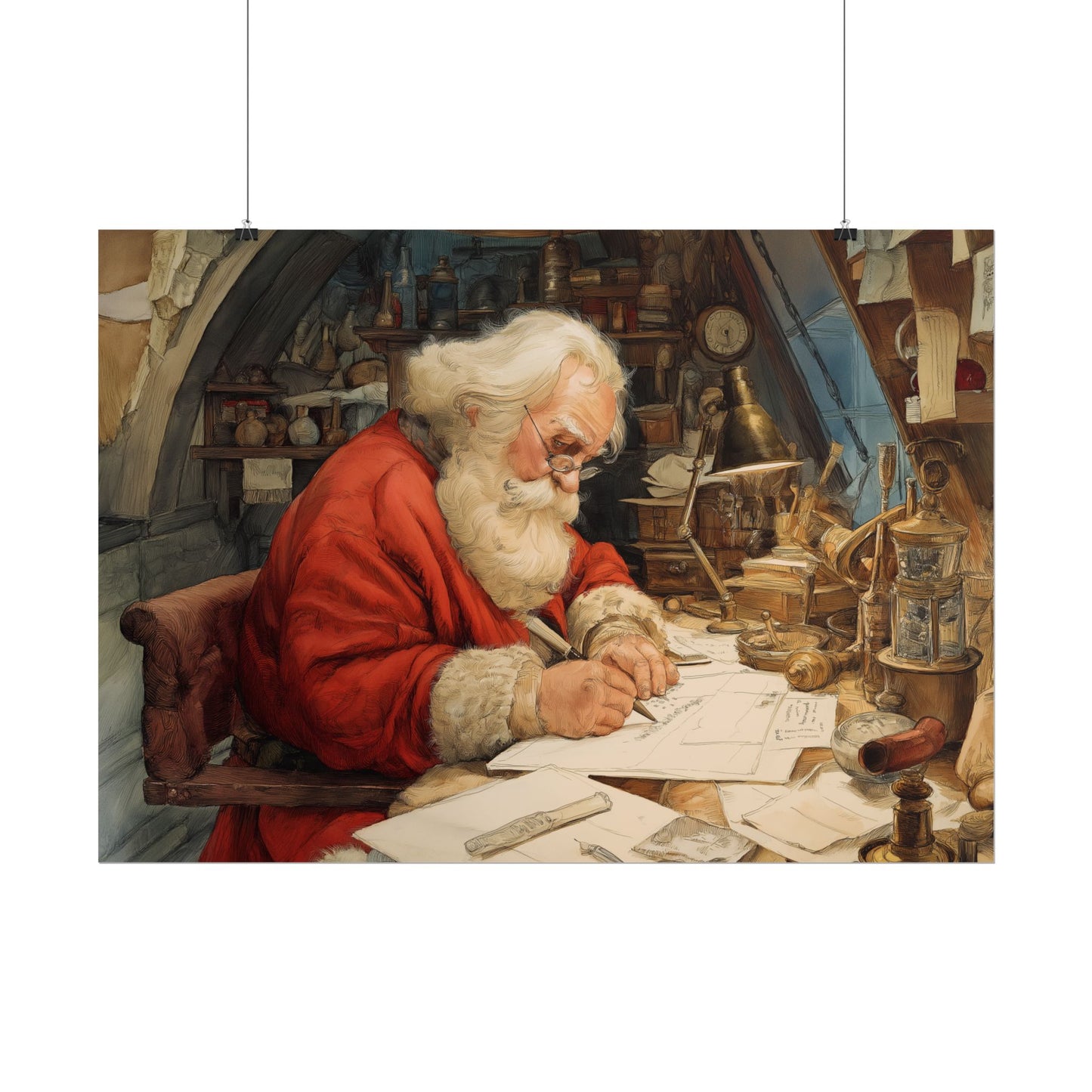 Rolled Poster - Santa Workshop Whimsical Holiday Decor