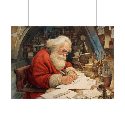 Rolled Poster - Santa Workshop Whimsical Holiday Decor