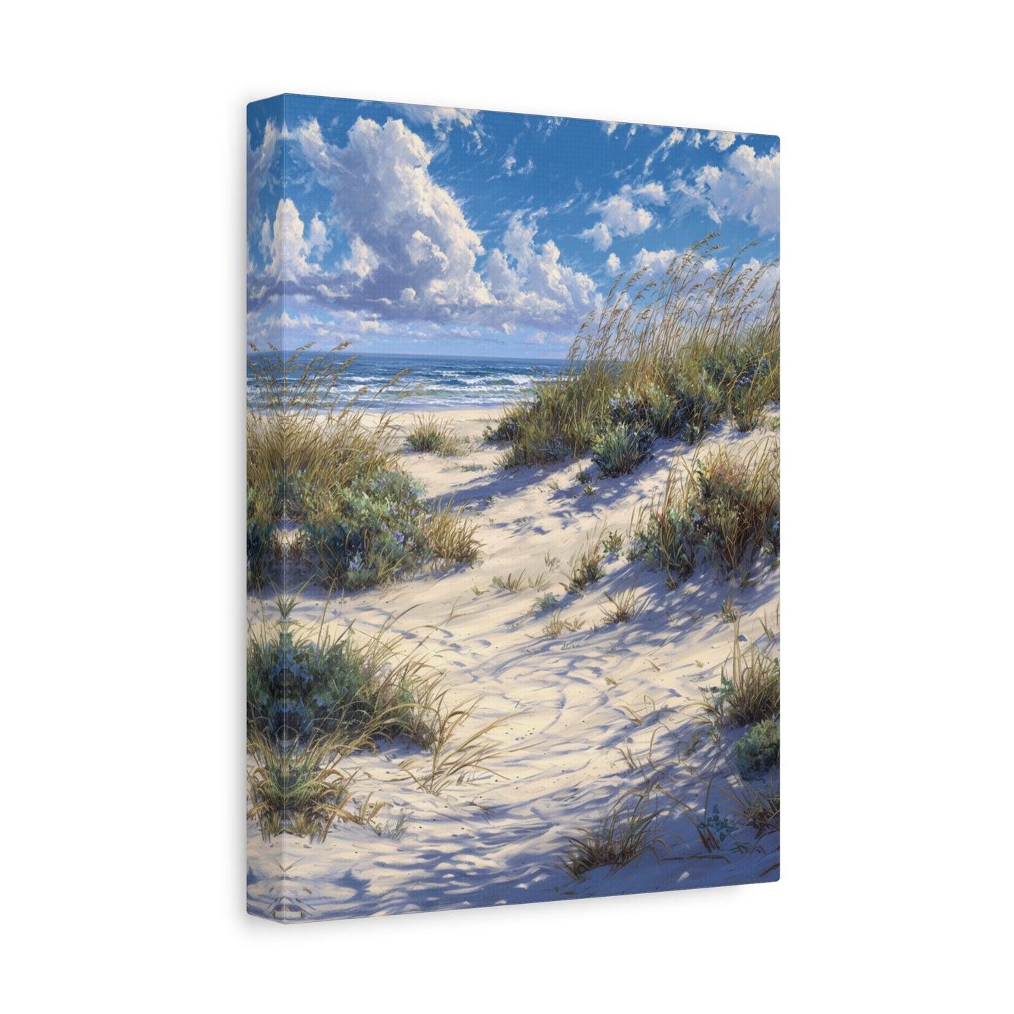 Coastal Dune Beach Vertical Canvas Print — Serene Seaside Wall Art