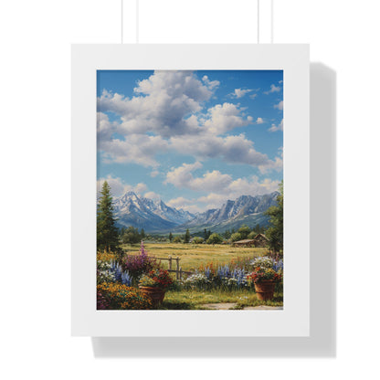 Mountain Meadow Landscape Vertical Print — Framed Wall Art