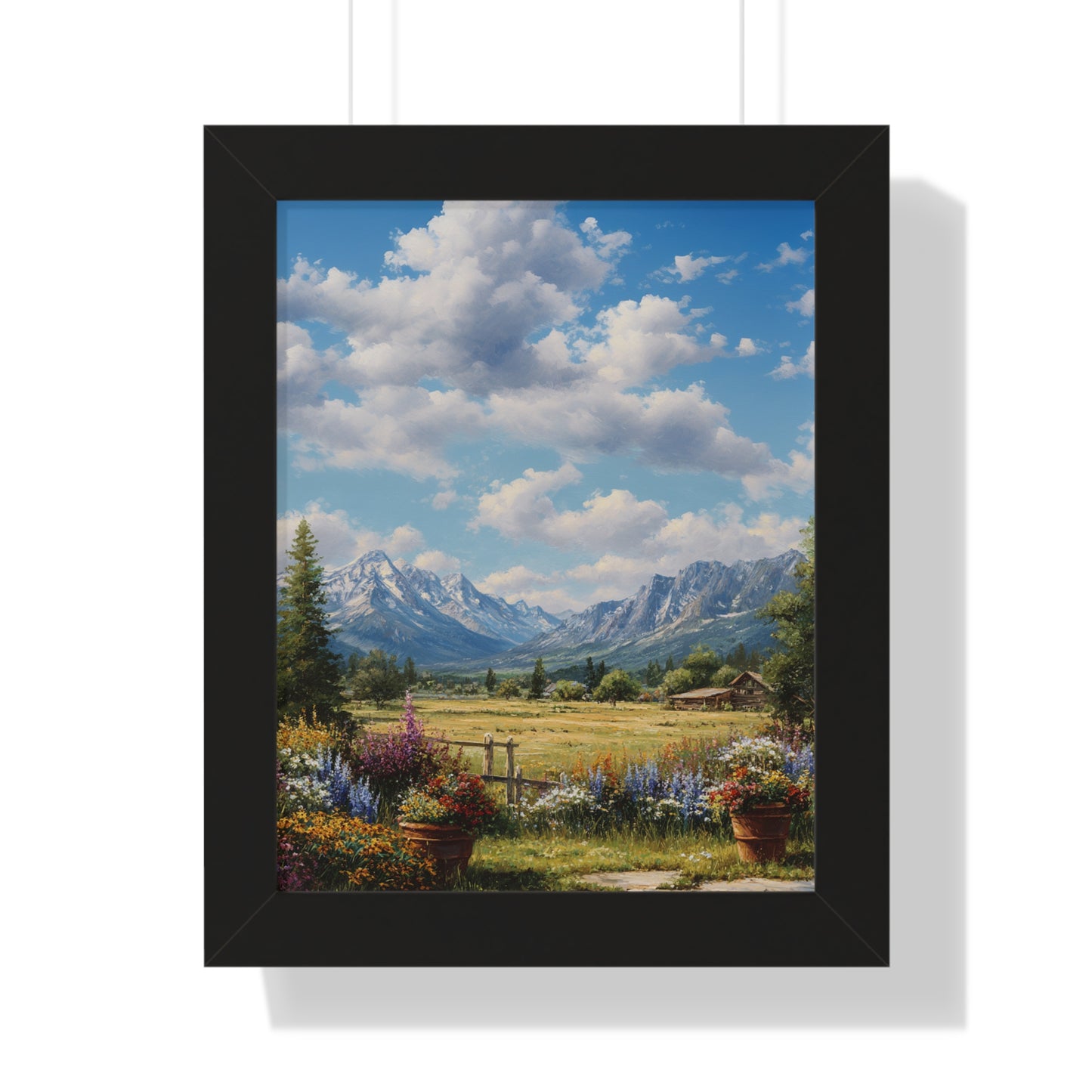Mountain Meadow Landscape Vertical Print — Framed Wall Art