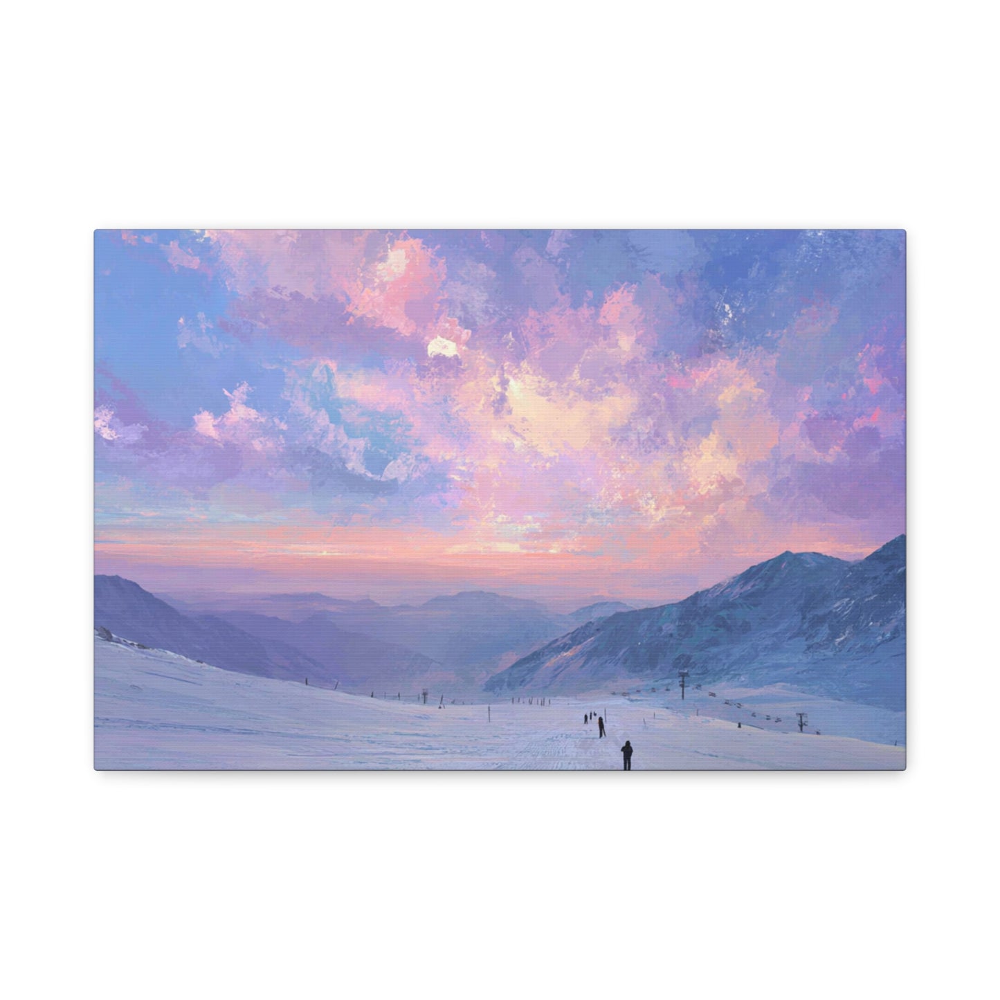Canvas Art - Skiing Last Run of the Day Landscape