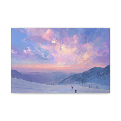 Canvas Art - Skiing Last Run of the Day Landscape