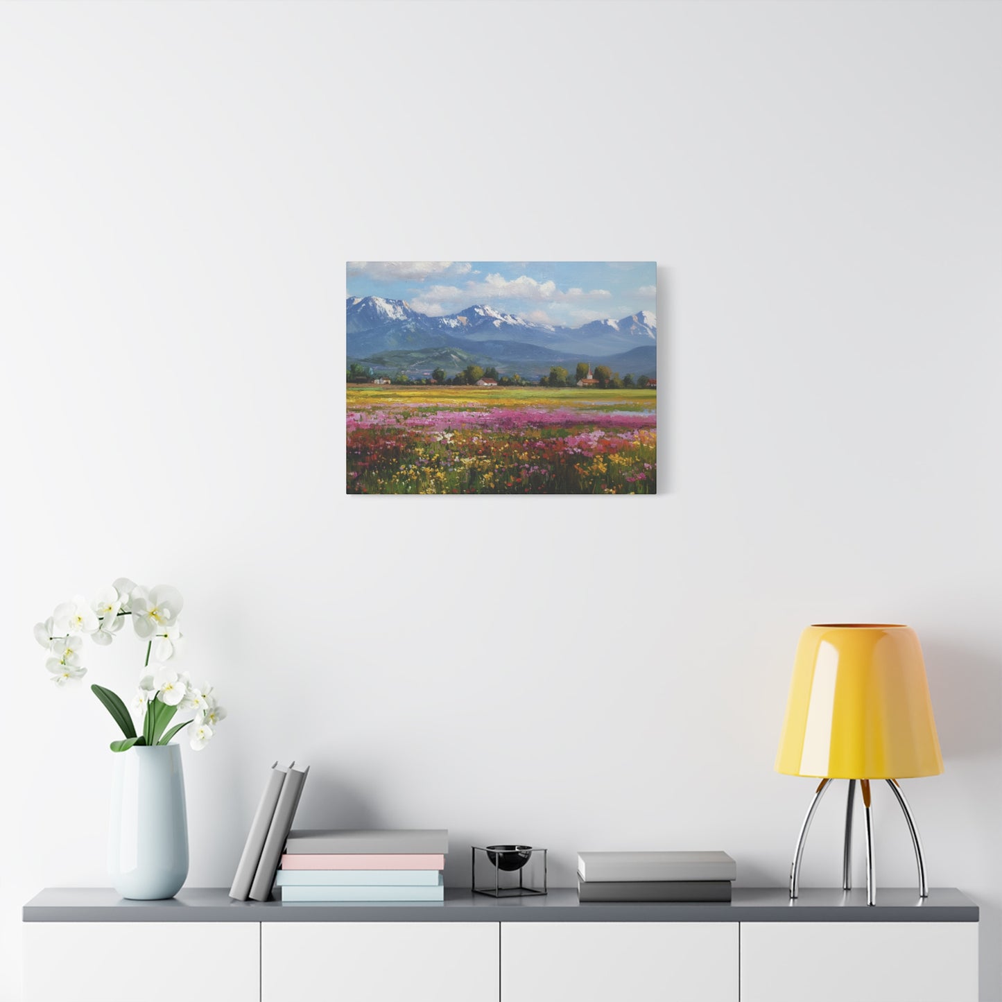 Canvas Print - Impressionist Mountain Landscape with Flowers