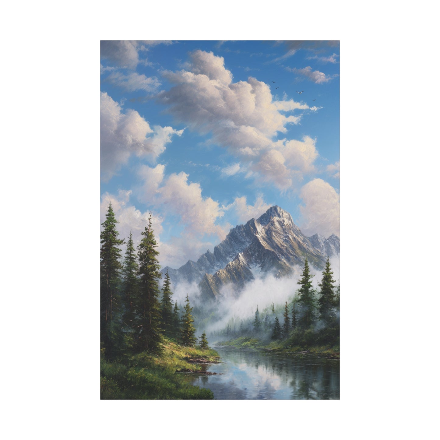 Mountain Lake Canvas Print — Serene Alpine Landscape Wall Art