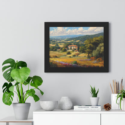 Tuscan Countryside Landscape Wall Art - Framed Art Print