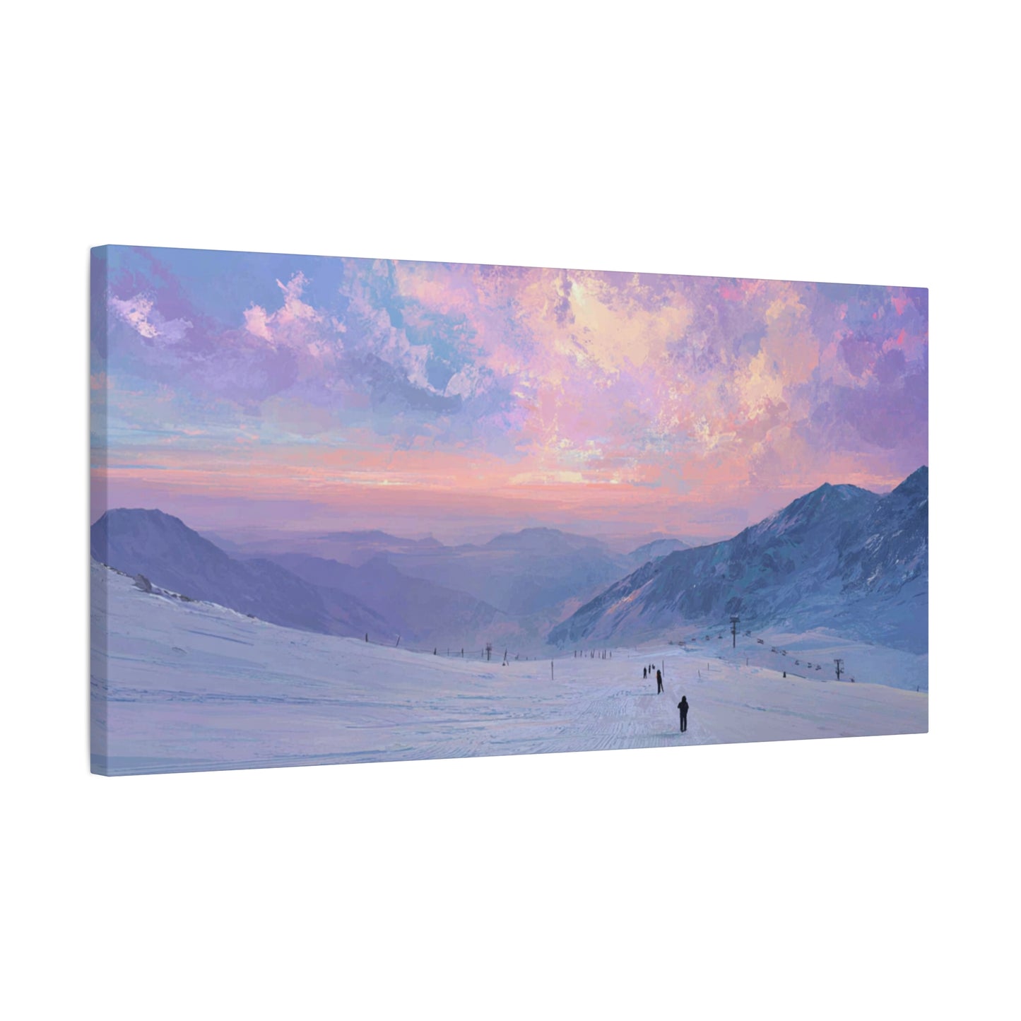 Canvas Art - Skiing Last Run of the Day Landscape