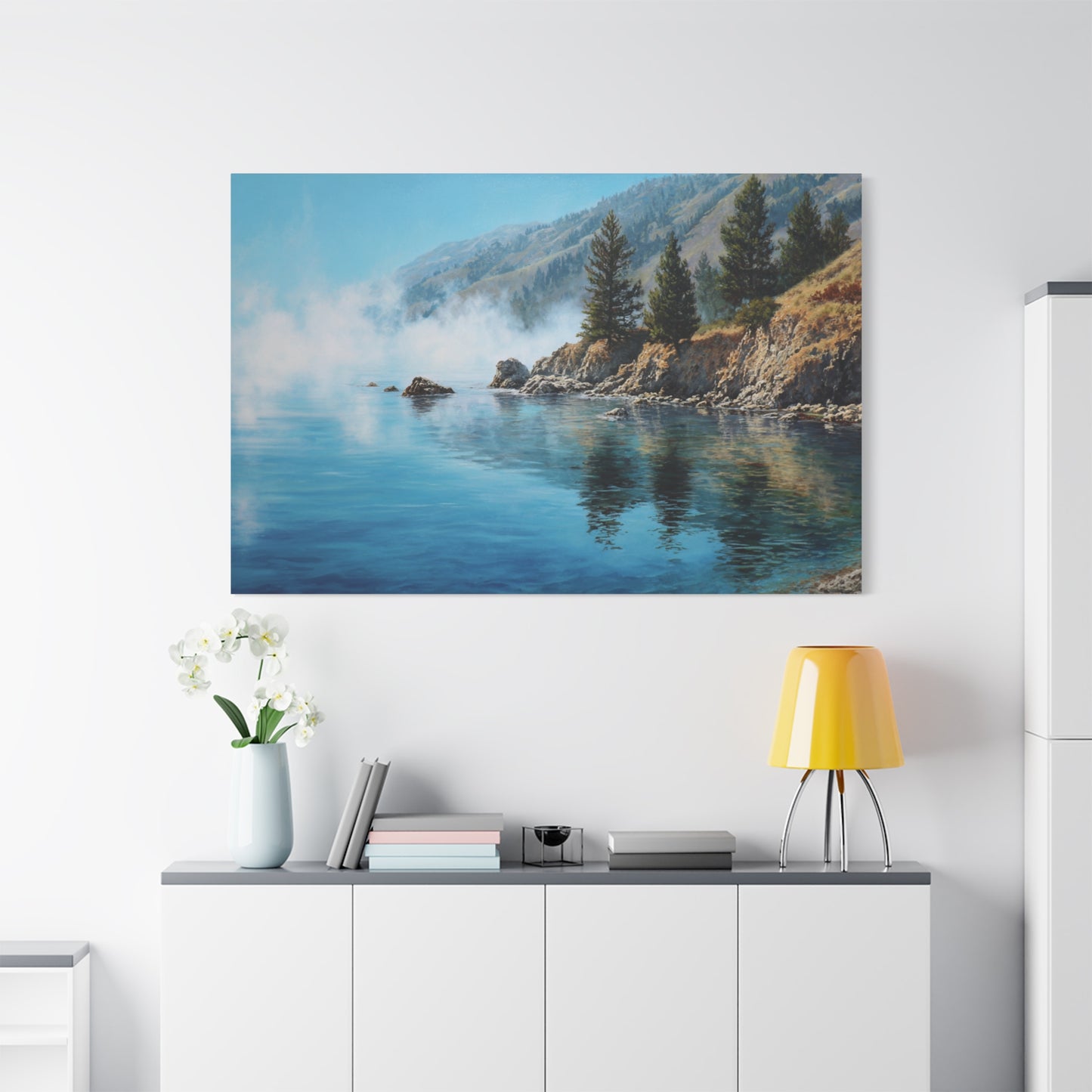 Coastal Mist Canvas Print — Tranquil Seaside Landscape Wall Art