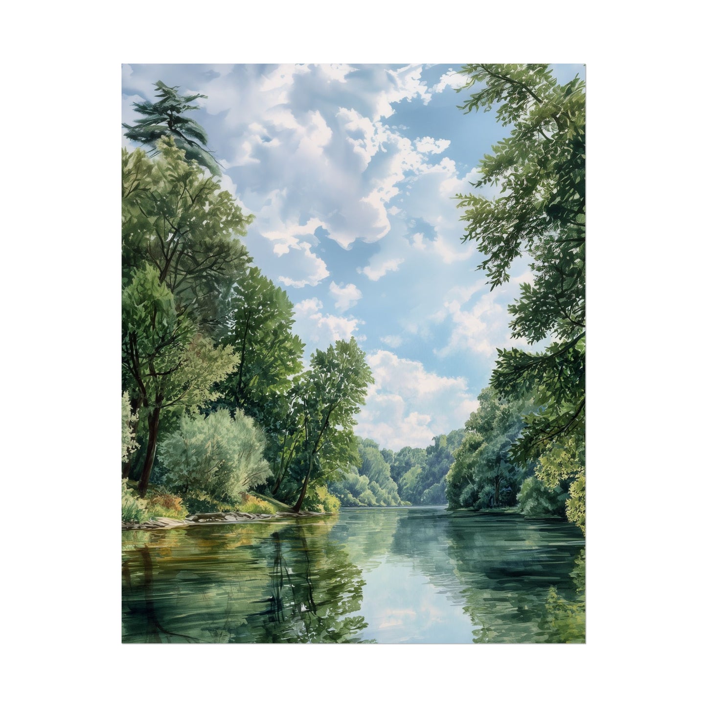 River Reflection Print — Scenic Landscape Wall Art