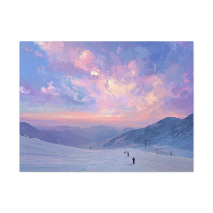 Canvas Art - Skiing Last Run of the Day Landscape