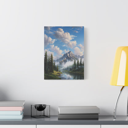 Mountain Lake Canvas Print — Serene Alpine Landscape Wall Art