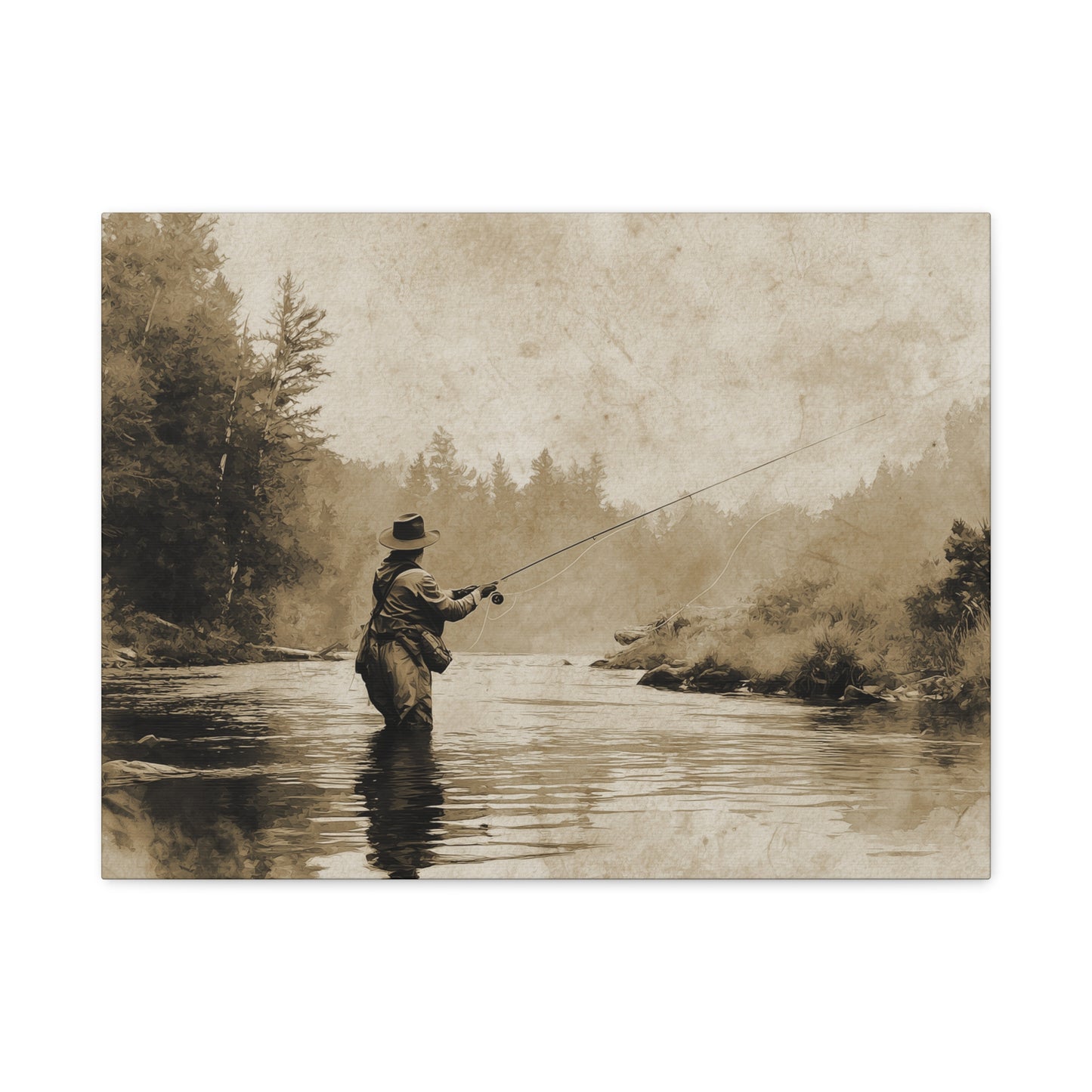 Vintage Fly Fishing Canvas Art