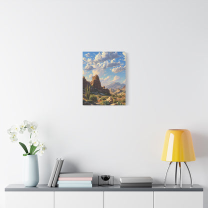 Desert Sunrise Landscape Vertical Canvas Print — Serene Southwest Wall Art