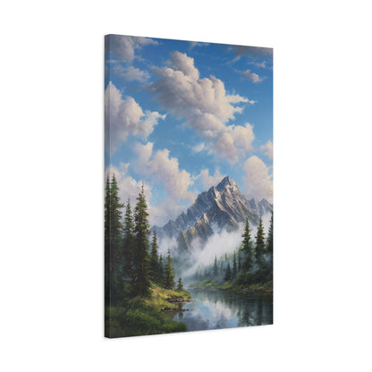 Mountain Lake Canvas Print — Serene Alpine Landscape Wall Art