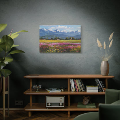 Canvas Print - Impressionist Mountain Landscape with Flowers