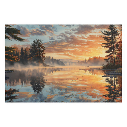 Autumn Lakeside Sunrise - Silk Paper Print