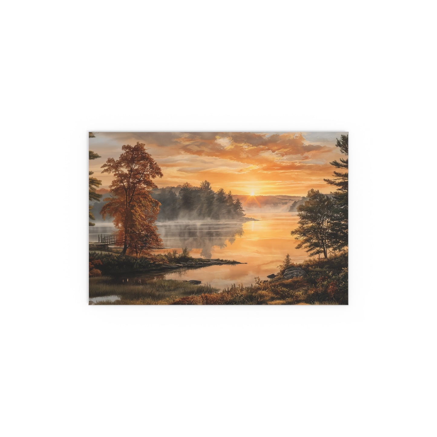 Autumn Sunrise Lake - Silk Paper Print