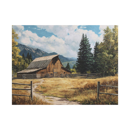 Rustic Barn Canvas Wall Art — Country Landscape Matte Stretched Print