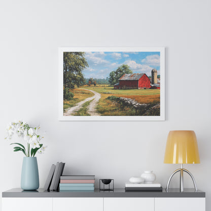 Rustic Red Barn Landscape - Framed Print